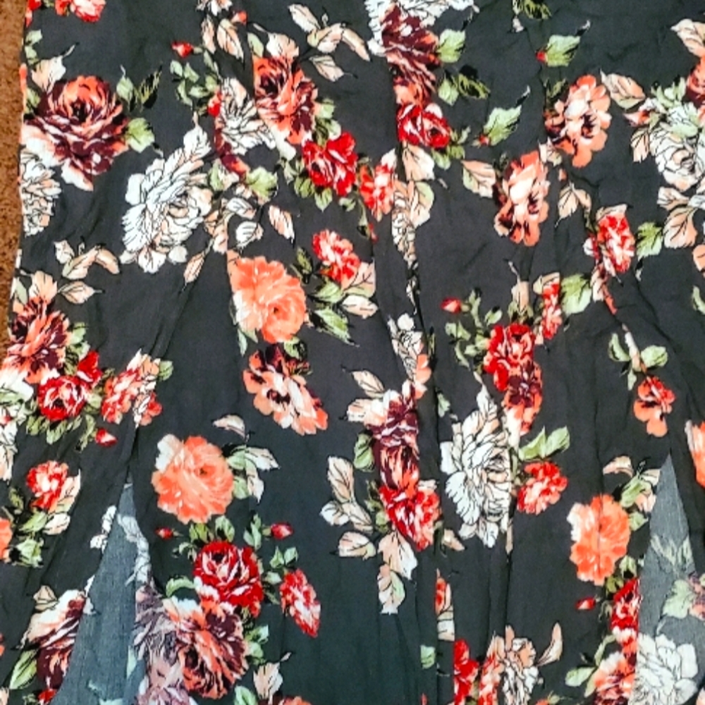 Floral, split wide leg pants